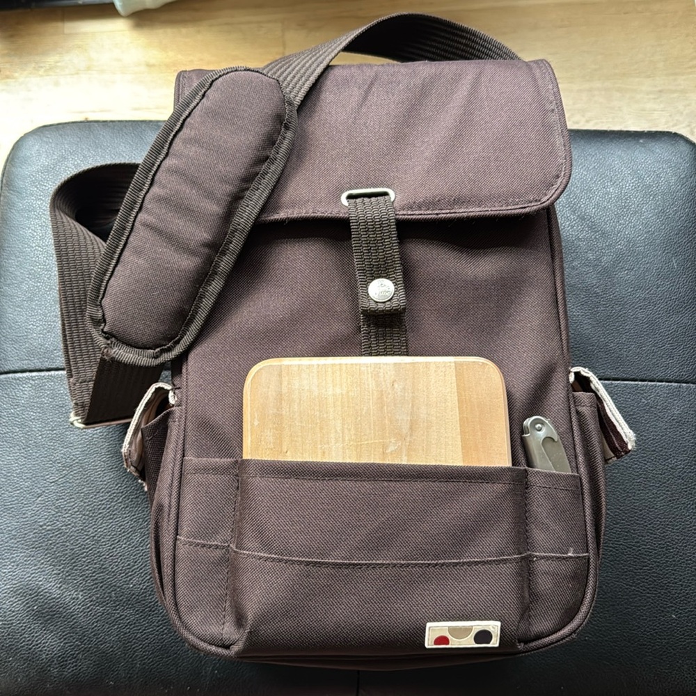 Wine/cheese tote for traveling/hiking.